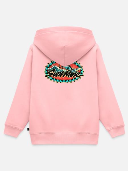 Surf More Retro Surf-Design - Kinder Premium Organic Zip Hoodie - Rosa