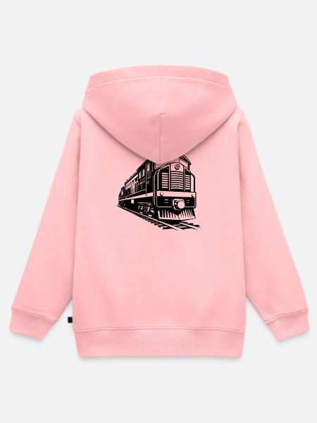 Moderne Diesellokomotivenbahn - Kinder Premium Organic Zip Hoodie - Rosa
