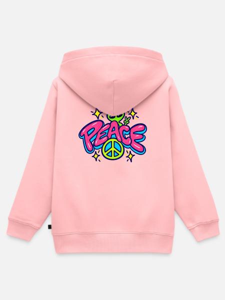 Peace Alien – Retro Neon Friedenszeichen - Kinder Premium Organic Zip Hoodie - Rosa
