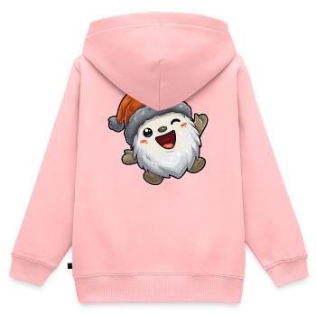 Fröhlicher Schneeball mit Santa Hut - Kinder Premium Organic Zip Hoodie - Rosa - Hinten - AI Model Kid Female (0cm)