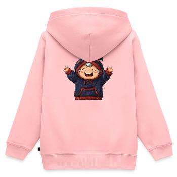 Fröhlicher Sternen Hoodie für Kinder - Kinder Premium Organic Zip Hoodie - Rosa - Hinten - AI Model Kid Female (0cm)