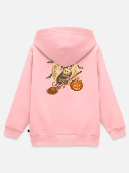 Opossum Hexe Halloween Opossum - Kinder Premium Organic Zip Hoodie - Rosa