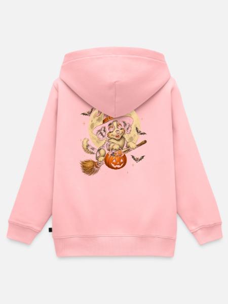 Hund Hexe Halloween Hund - Kinder Premium Organic Zip Hoodie - Rosa