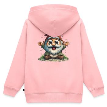 Fröhlicher Gartenzwerg Cartoon - Kinder Premium Organic Zip Hoodie - Rosa - Hinten - AI Model Kid Female (0cm)