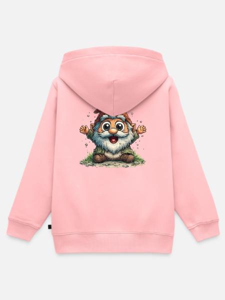Fröhlicher Gartenzwerg Cartoon - Kinder Premium Organic Zip Hoodie - Rosa