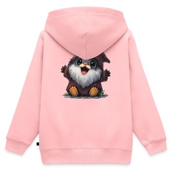 Kuscheliger Wichtel im braunen Mantel - Kinder Premium Organic Zip Hoodie - Rosa - Hinten - AI Model Kid Female (0cm)