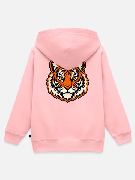 Tigerkopf im Patch-Look - Kinder Premium Organic Zip Hoodie - Rosa