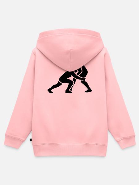 Ringen Ringer Zweikampf Symbol Schwarz - Kinder Premium Organic Zip Hoodie - Rosa
