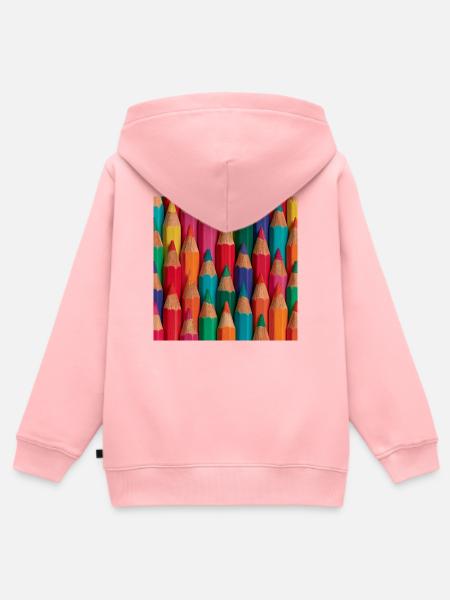 Mehrfarbige Bleistiftpalette - Kinder Premium Organic Zip Hoodie - Rosa
