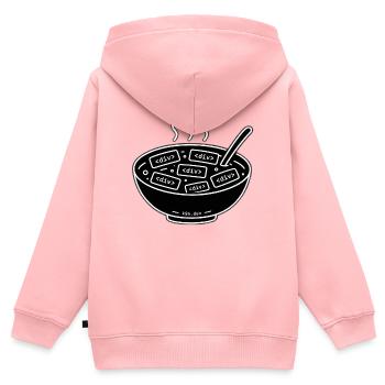 <div> Soup — Semantic HTML - Kinder Premium Organic Zip Hoodie - Rosa - Hinten - AI Model Kid Female (0cm)