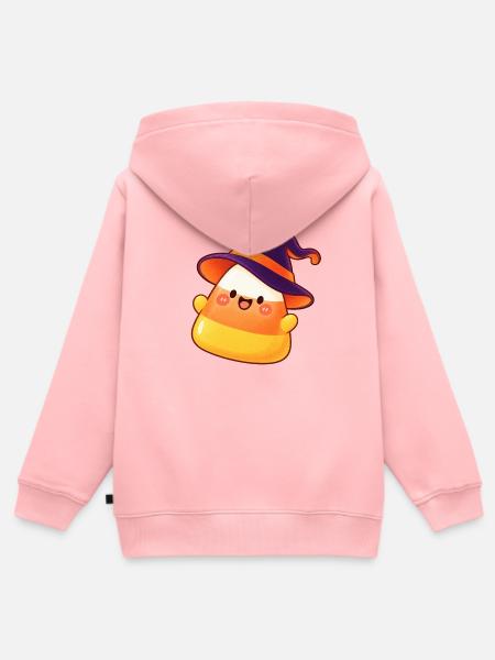 Kuscheliger Candy-Kürbis mit Hexenhut - Kinder Premium Organic Zip Hoodie - Rosa