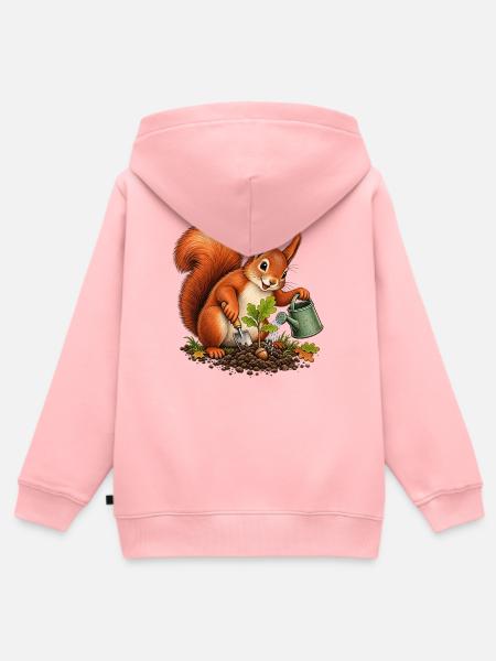 Eichhörnchen pflanzt eine Eichel - Kinder Premium Organic Zip Hoodie - Rosa