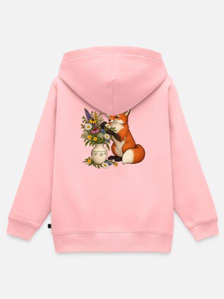 Fuchs arrangiert Wildblumen - Kinder Premium Organic Zip Hoodie - Rosa