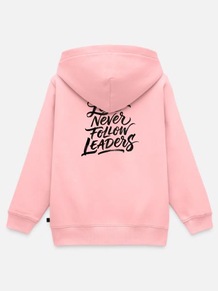 Führe, folge niemals Führern. - Kinder Premium Organic Zip Hoodie - Rosa