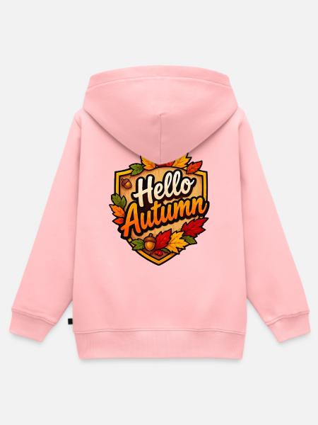 Hallo Herbstlaub Logo - Kinder Premium Organic Zip Hoodie - Rosa