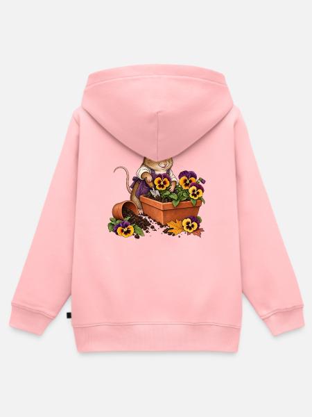 Feldmaus pflanzt Stiefmütterchen - Kinder Premium Organic Zip Hoodie - Rosa