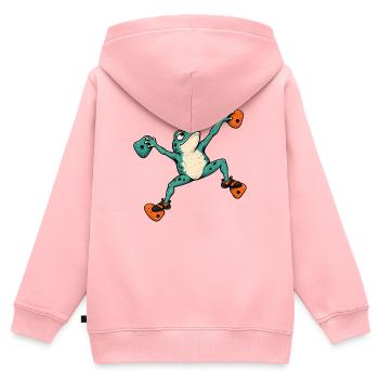 Frosch Skateboard Akrobat – Bouldern - Kinder Premium Organic Zip Hoodie - Rosa - Hinten - AI Model Kid Female (0cm)