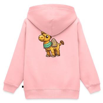 Kamel mit buntem Halsschmuck - Kinder Premium Organic Zip Hoodie - Rosa - Hinten - AI Model Kid Female (0cm)