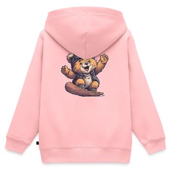 Skateboard-Bär mit Sonnenbrille - Kinder Premium Organic Zip Hoodie - Rosa - Hinten - AI Model Kid Female (0cm)