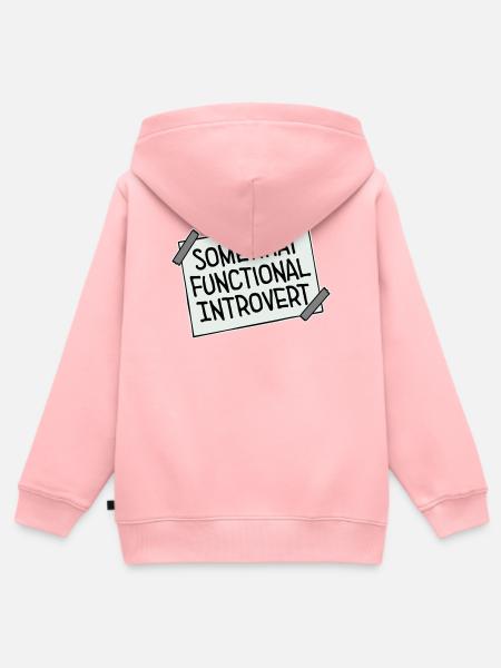 Somewhat Functional Introvert Spruch Logo Text - Kinder Premium Organic Zip Hoodie - Rosa
