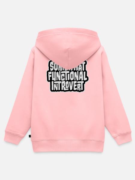 Somewhat Functional Introvert Spruch Logo Text - Kinder Premium Organic Zip Hoodie - Rosa