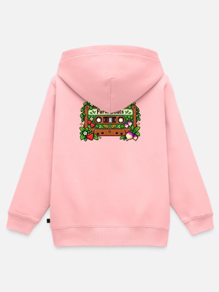 Farm Beats Pixel Cassette - Kinder Premium Organic Zip Hoodie - Rosa