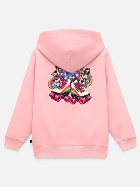 Disco Roller Neon Regenbogen - Kinder Premium Organic Zip Hoodie - Rosa