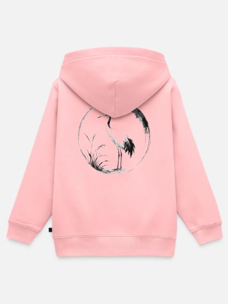 Mondkranich-Spiegelung - Kinder Premium Organic Zip Hoodie - Rosa