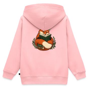 Lesender Fuchs mit Buch - Kinder Premium Organic Zip Hoodie - Rosa - Hinten - AI Model Kid Female (0cm)