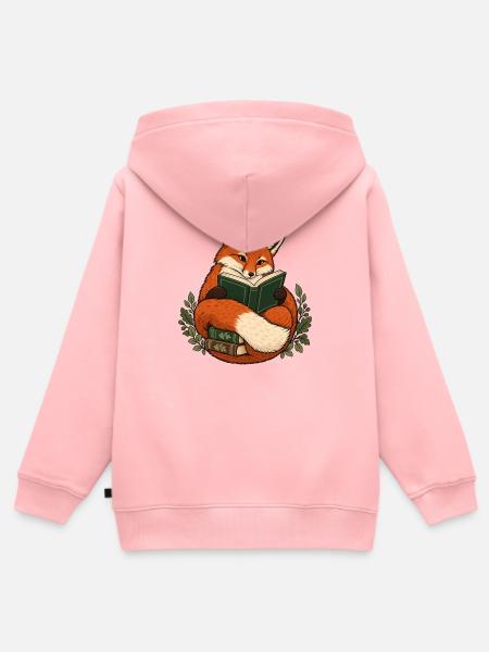 Lesender Fuchs mit Buch - Kinder Premium Organic Zip Hoodie - Rosa