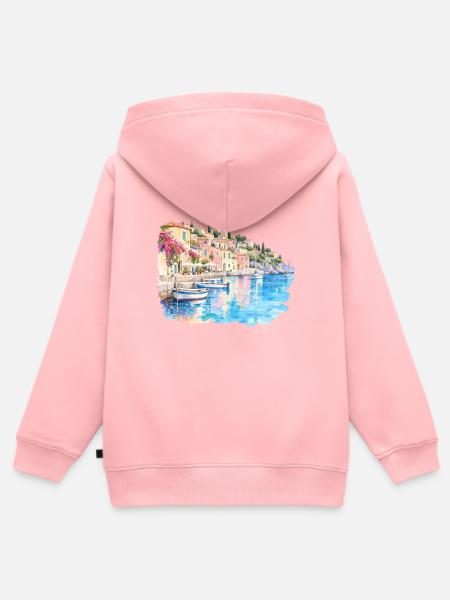 Mediterranes Hafenviertel Aquarell - Kinder Premium Organic Zip Hoodie - Rosa