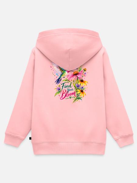 Find Your Bloom Hummingbird - Kinder Premium Organic Zip Hoodie - Rosa