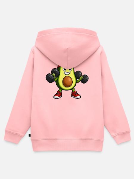 Avocado Fitnesskraft im Gym - Kinder Premium Organic Zip Hoodie - Rosa