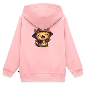 Kätzchen Zauberer - Kinder Premium Organic Zip Hoodie - Rosa - Hinten - AI Model Kid Female (0cm)