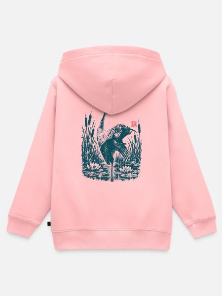 Graureiher am Teich - Kinder Premium Organic Zip Hoodie - Rosa