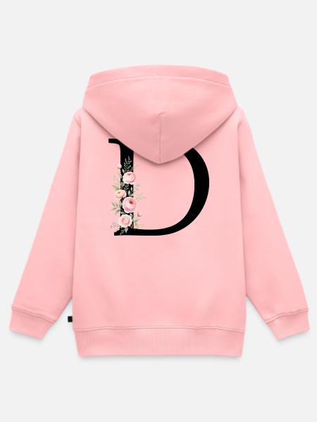 D Buchstabe Monogram Floral - Kinder Premium Organic Zip Hoodie - Rosa