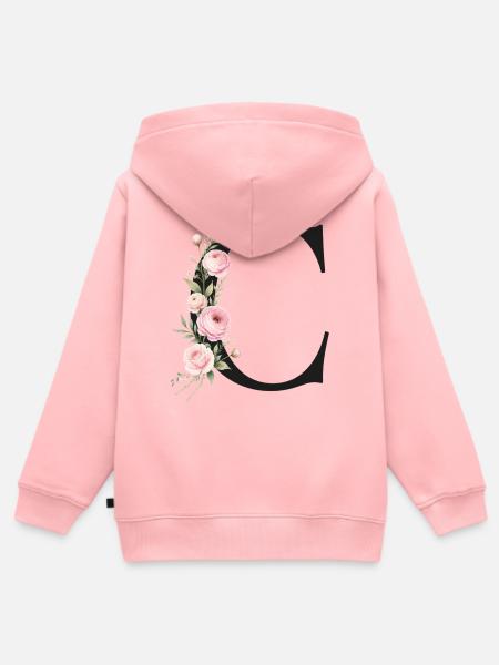 C Buchstabe Monogram Floral - Kinder Premium Organic Zip Hoodie - Rosa