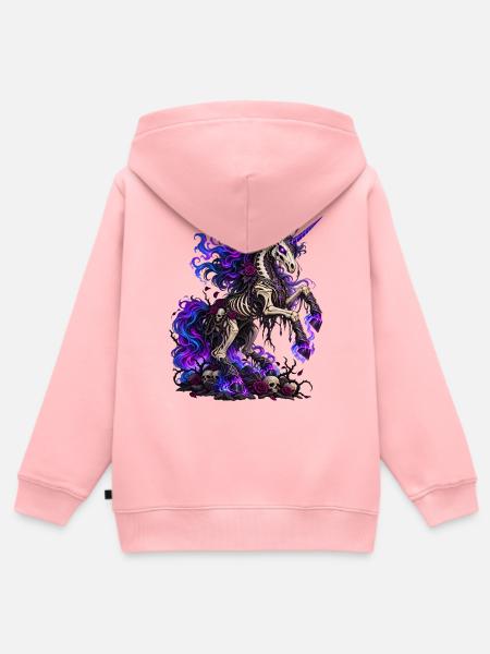 Skelett-Einhorn im Grusel-Look - Kinder Premium Organic Zip Hoodie - Rosa
