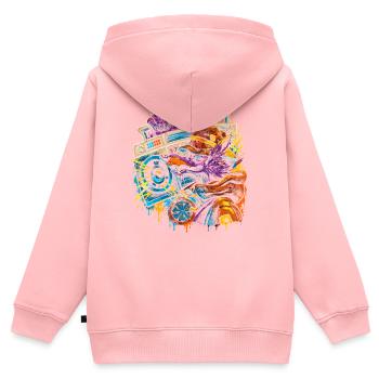 Drache DJ mit Boombox - Kinder Premium Organic Zip Hoodie - Rosa - Hinten - AI Model Kid Female (0cm)