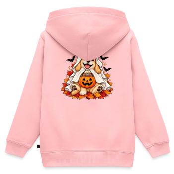 Süßer Geisterhund Halloween - Kinder Premium Organic Zip Hoodie - Rosa - Hinten - AI Model Kid Female (0cm)