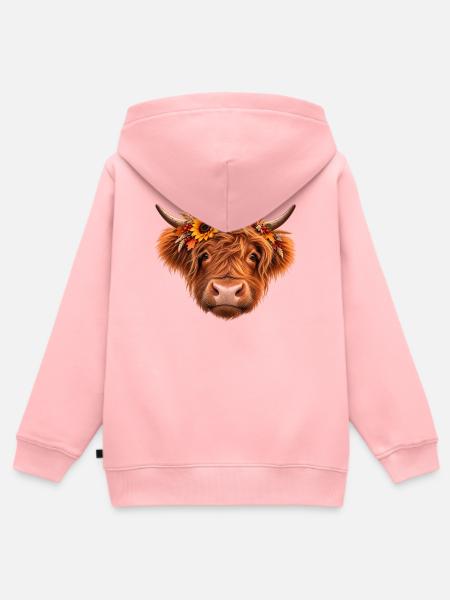Autumn Highland Cow - Kinder Premium Organic Zip Hoodie - Rosa
