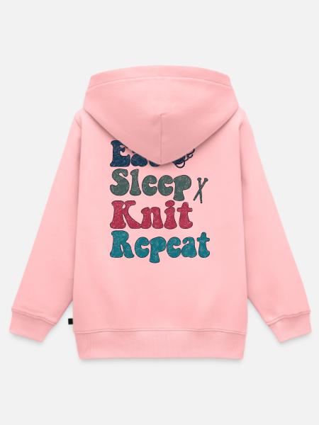 Stricken - Eat Sleep Knit Repeat - Kinder Premium Organic Zip Hoodie - Rosa