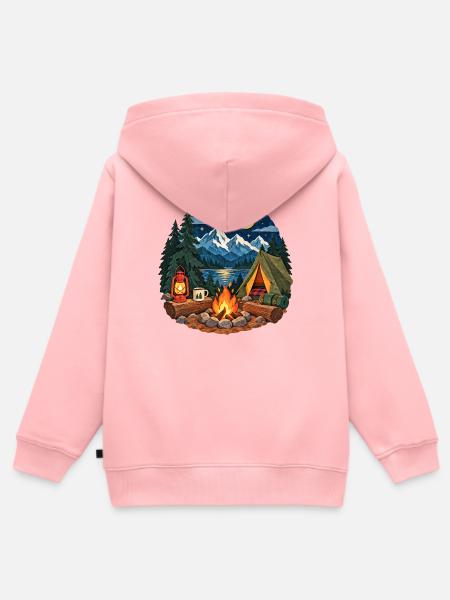 Mondnacht am Lagerfeuer - Kinder Premium Organic Zip Hoodie - Rosa