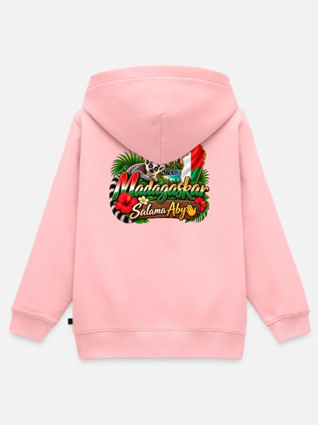 Madagaskar Lemur Tropen Flair - Kinder Premium Organic Zip Hoodie - Rosa