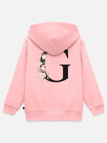 G Buchstabe Monogram Floral - Kinder Premium Organic Zip Hoodie - Rosa