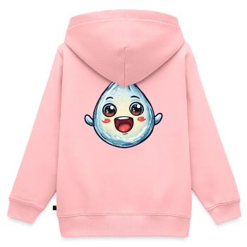 Kawaii Wassertropfen mit Gesicht - Kinder Premium Organic Zip Hoodie - Rosa - Hinten - AI Model Kid Female (0cm)