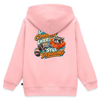 Lustiger Programmierer Waschbär – Noch ein Befehl später - Kinder Premium Organic Zip Hoodie - Rosa - Hinten - AI Model Kid Female (0cm)