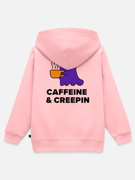 Kaffeegeist: Caffein & Creepin - Kinder Premium Organic Zip Hoodie - Rosa