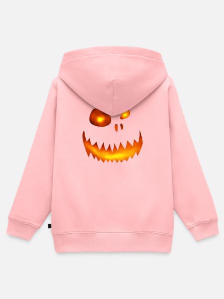 Schiefes Monstergesicht Feuerglut - Halloween - Kinder Premium Organic Zip Hoodie - Rosa