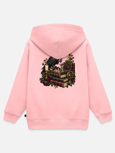 Rabe beim Schachspiel - Kinder Premium Organic Zip Hoodie - Rosa